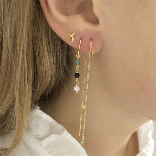 Stine A Dangling Petit Coin And Stone Earring Gold - peridot lang ørering fprgyldt 1126-02-s